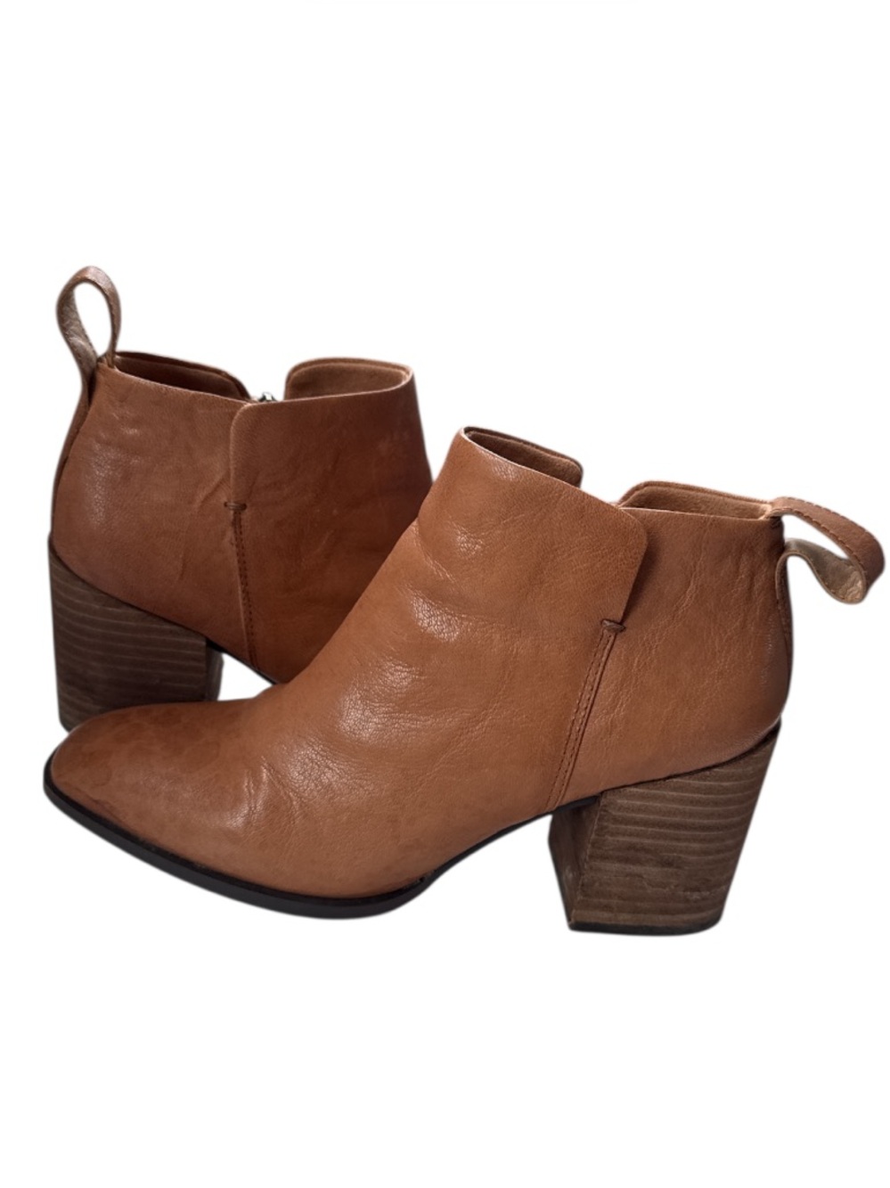 Vionic Cognac Suede Ankle Boot with Side Zip Size 7.5